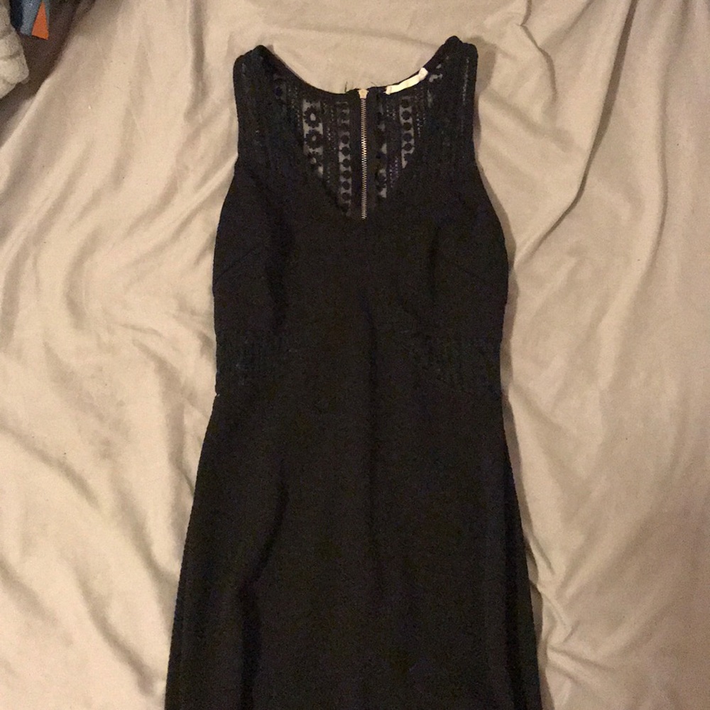 Black Body Con Dress w/ Lace Cutouts